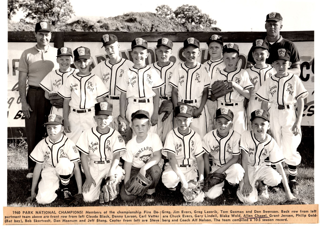 Photo of the 1960 Fire Department Little League championship team. Great memories.